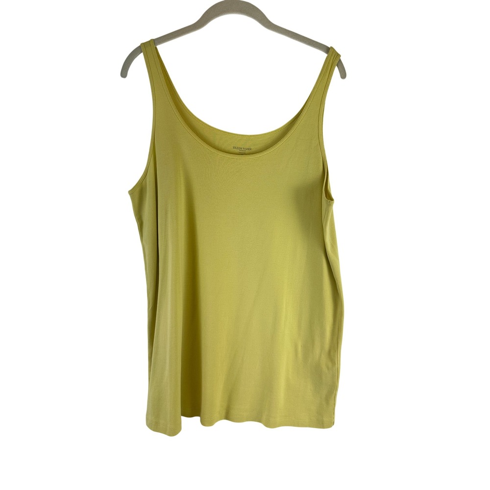 Eileen Fisher Woman Tank Top Yellow Organic Cotton Scoop Neck Plus 2X Minimalist